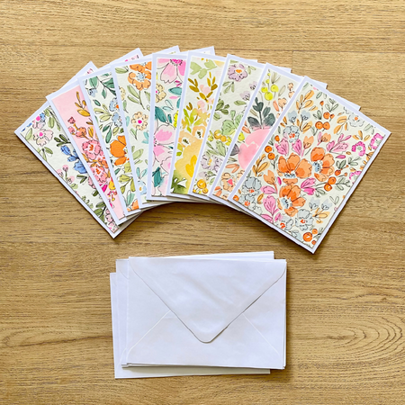 Set of 9 Original Hand Painted Notecards (e) free Postage