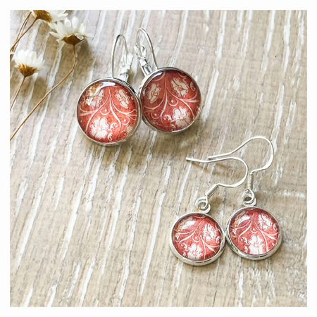 Orange Earrings made with Paper and Glass