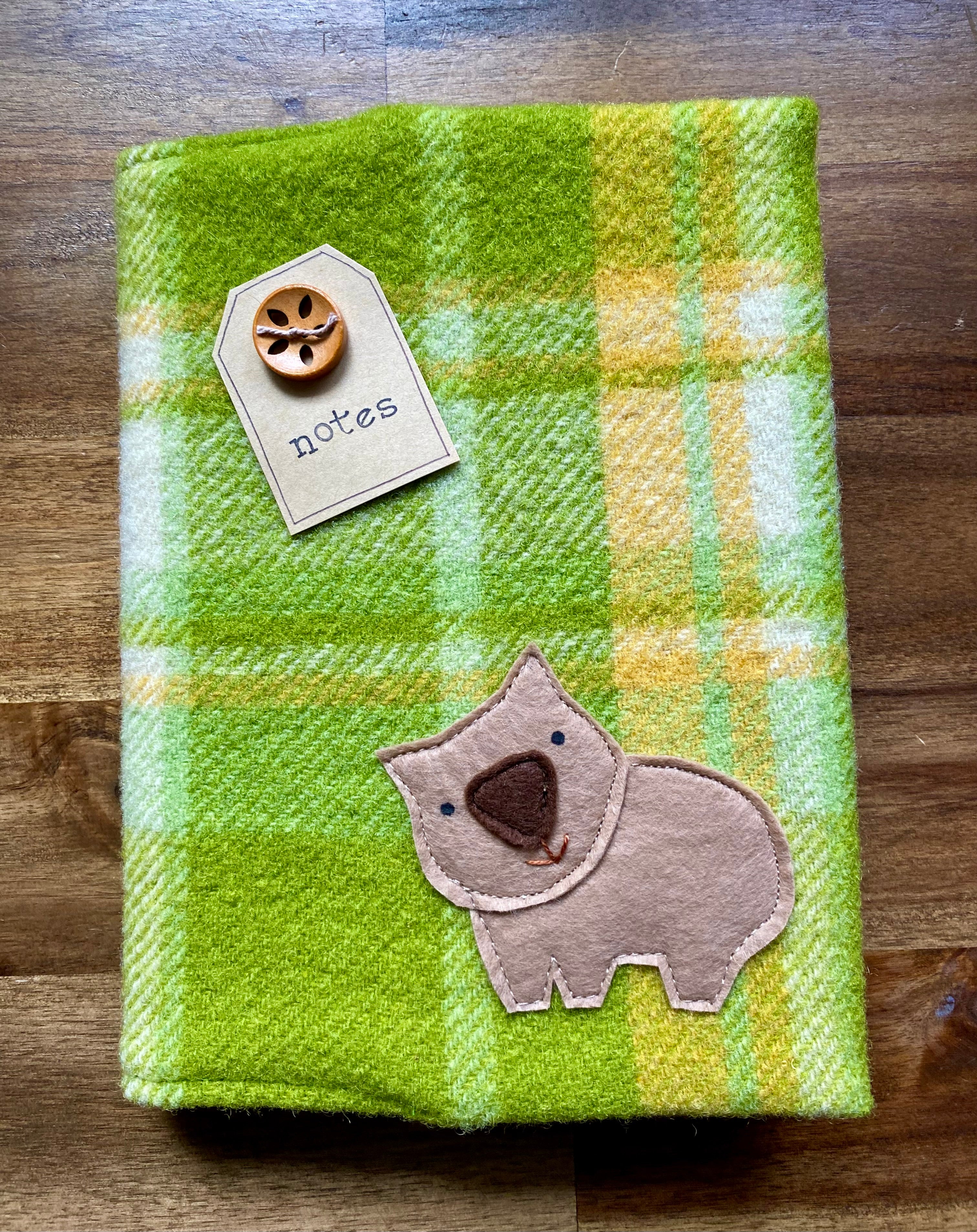 A5 Upcycled Notebook Wombat - Lime