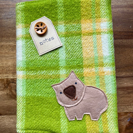 A5 Upcycled Notebook Wombat - Lime