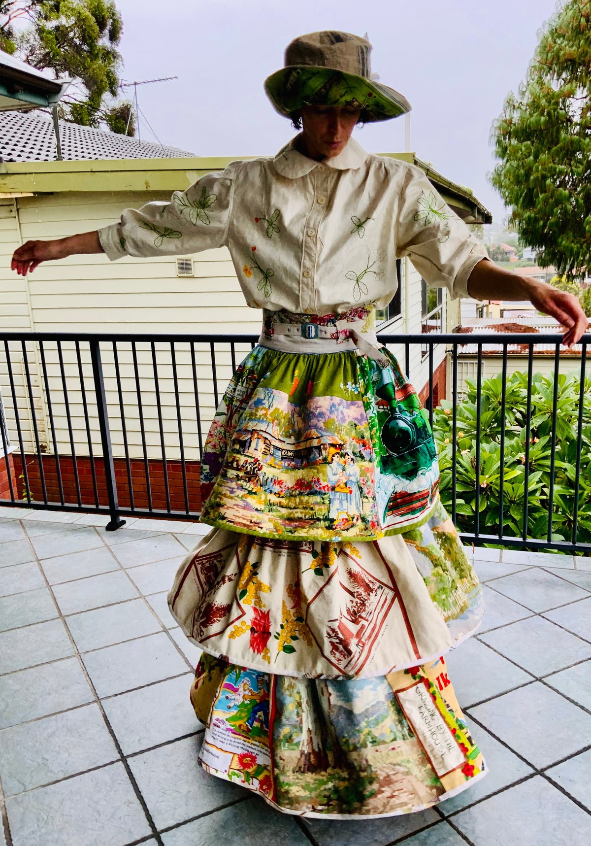 Wool Tapestry and Linen Skirt "Guardians of the Land"