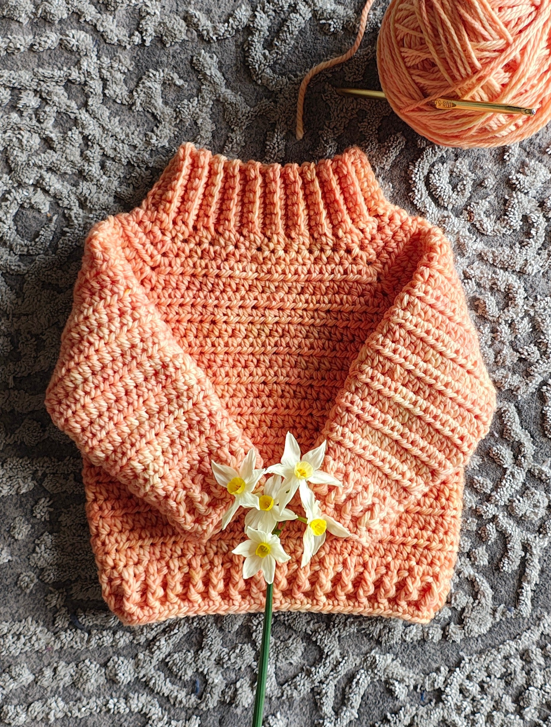 "Sunburst" sweater (crochet) - Child 3-6mo