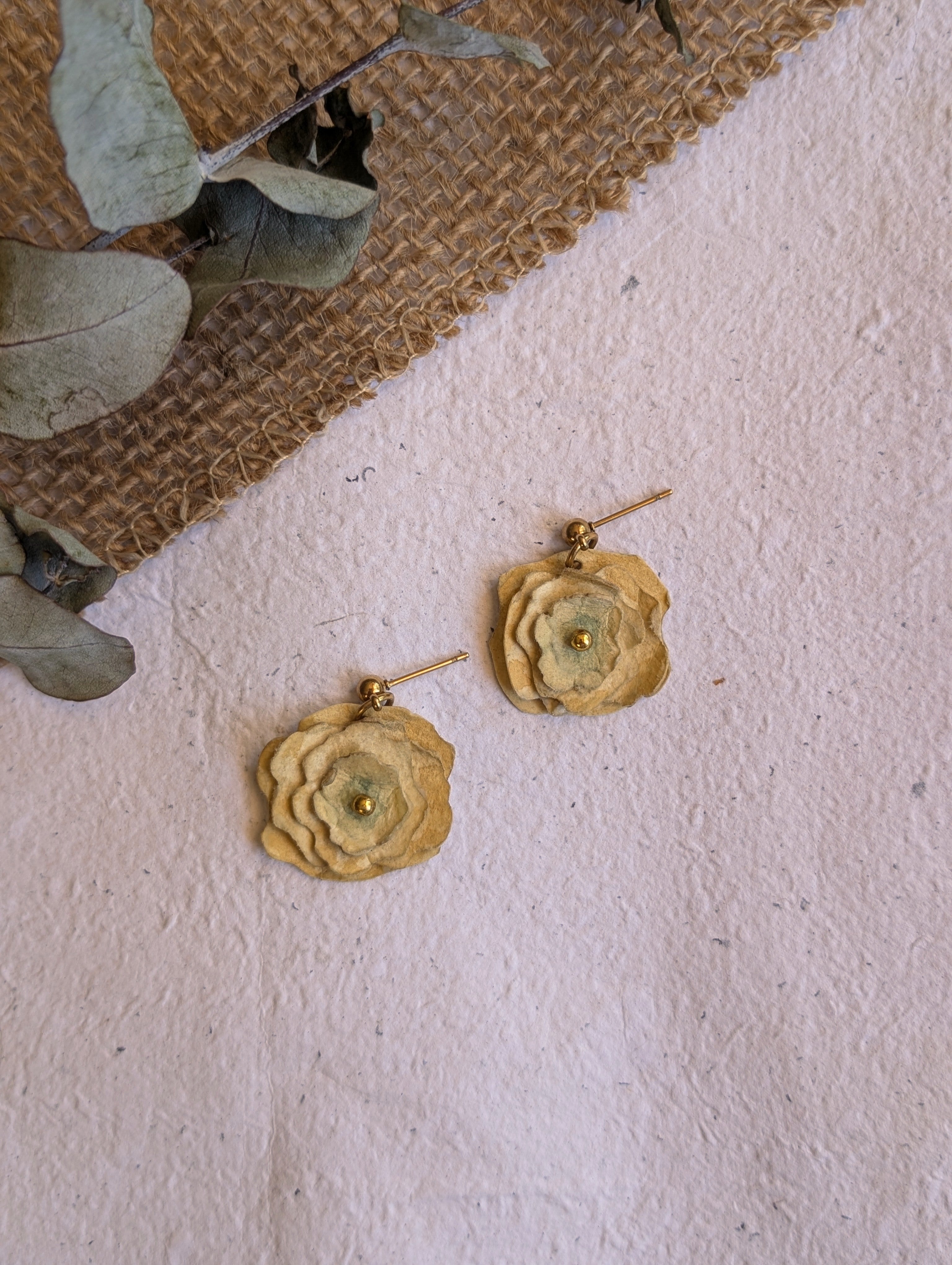 Handmade Paper Flower Earrings | Botanical Easter Earrings | Lightweight Statement Jewellery