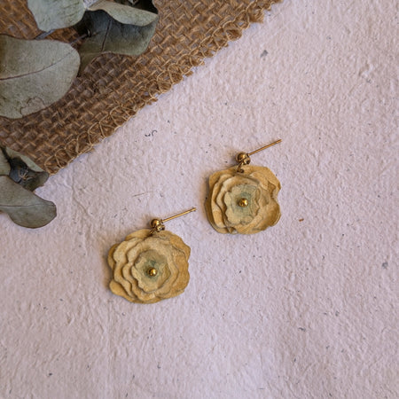 Handmade Paper Floral Earrings | Botanical Stud Earrings | Lightweight Statement Jewellery