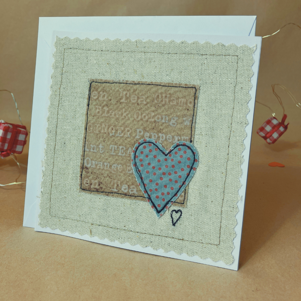 Handmade Fabric Greeting Card & Envelope| 13cm x 13cm | Blank inside