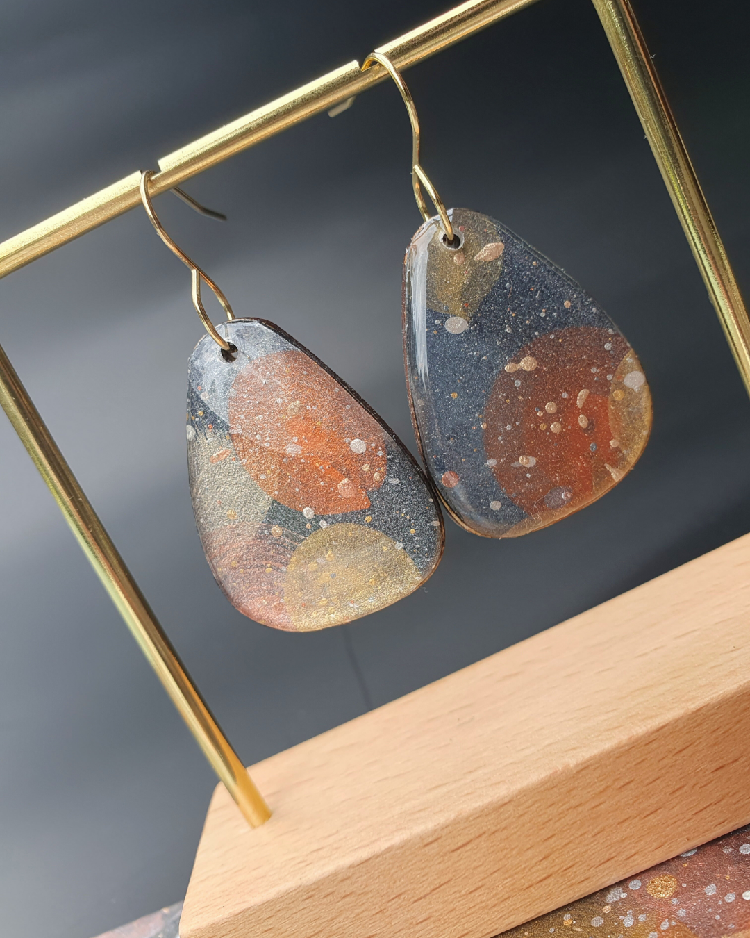 The Desert Dreaming Collection | Resin art jewellery | Large dangle earrings