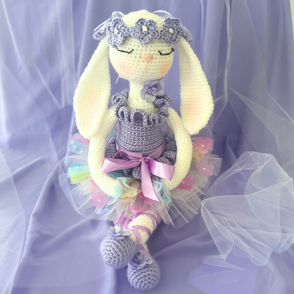 Crochet Bunny Ballerina Soft Doll, Crochet Bunny Doll