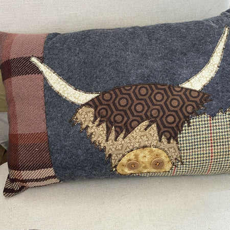 Upcycled Highland Cow Cushion