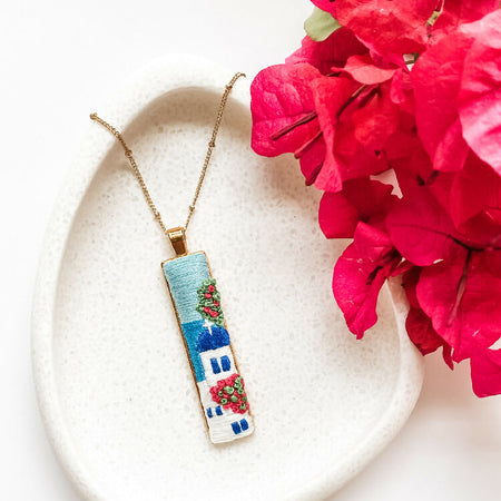 Santorini Hand Embroidered Necklace