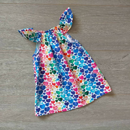 Rainbow hearts romper,bright hearts dress