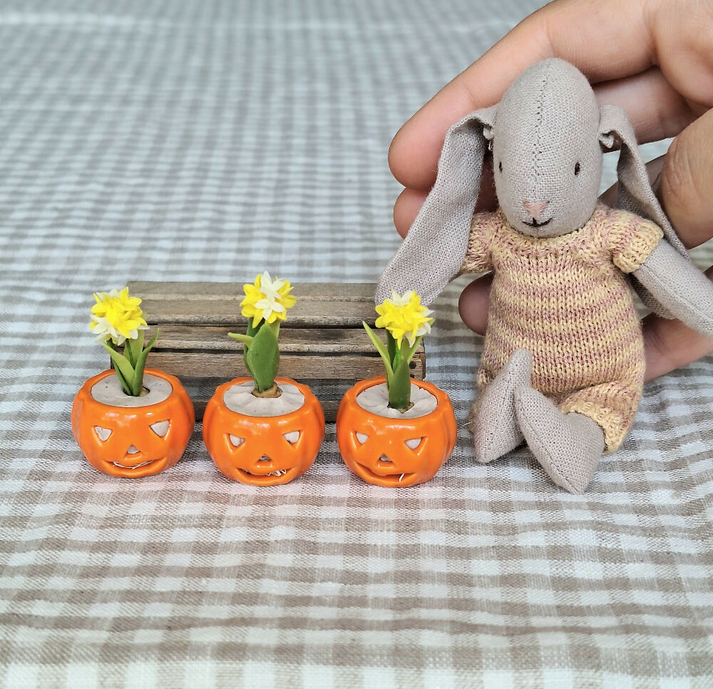 Planter with flowers/pot with Lid - JACK O'LANTERN