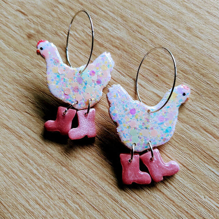 Chickens in Boots earrings