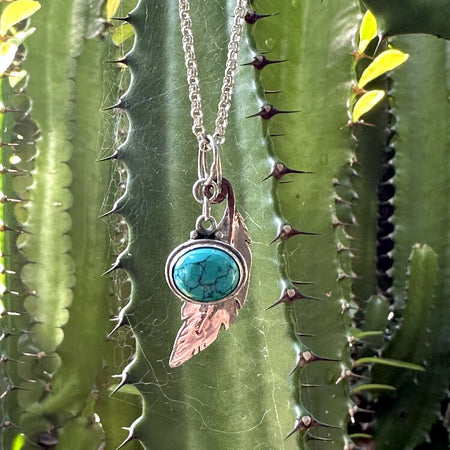 The Wanderer - turquoise and silver feather