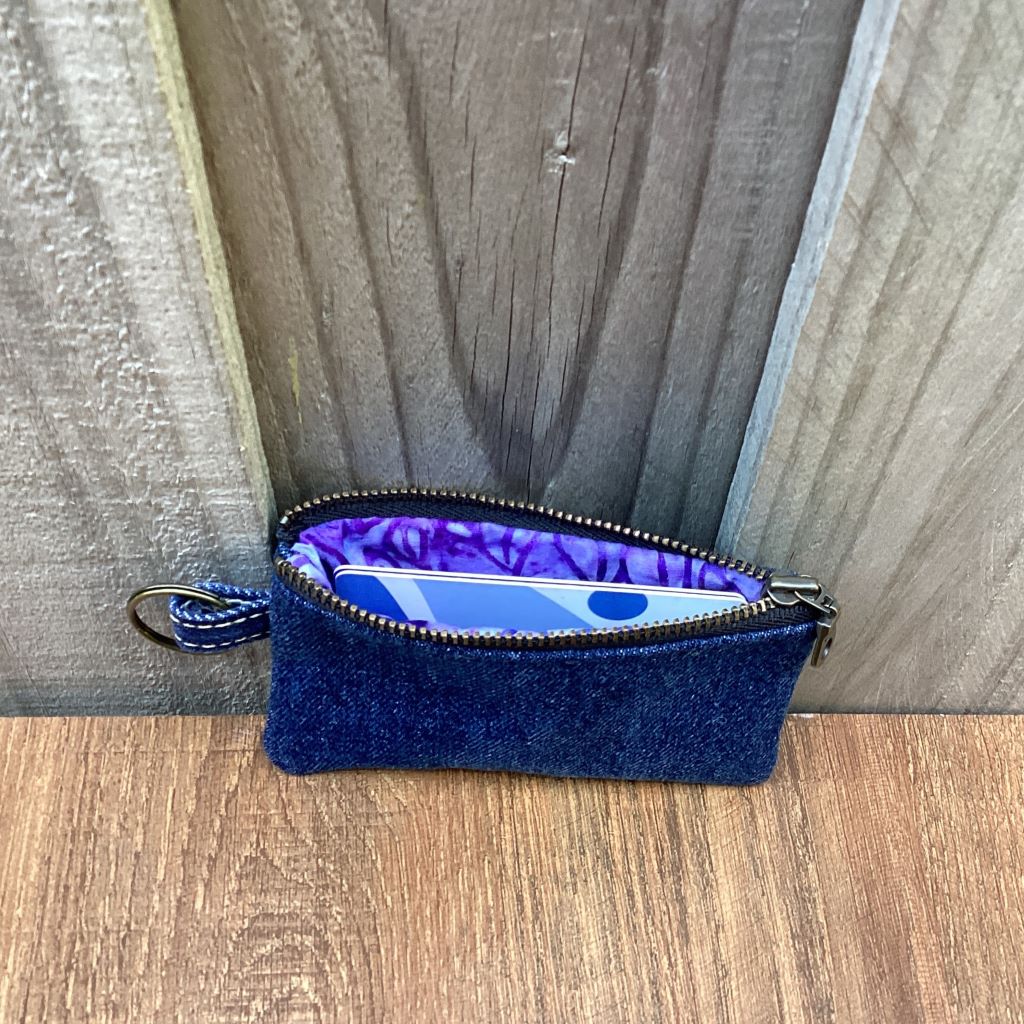 Small Keyring Pouch - Blue Upcycled Denim