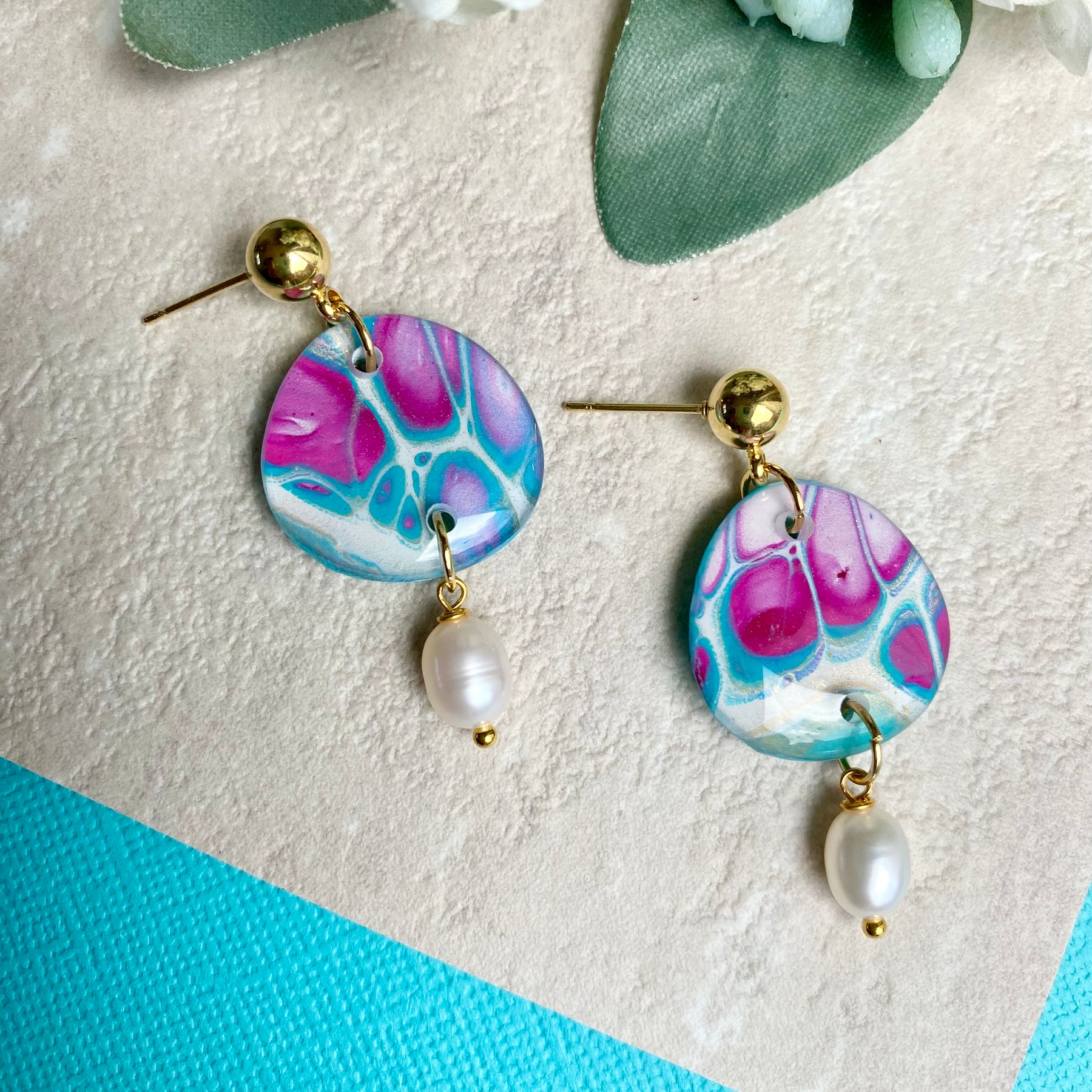 Artisan Freshwater Pearls and Original Art Earrings