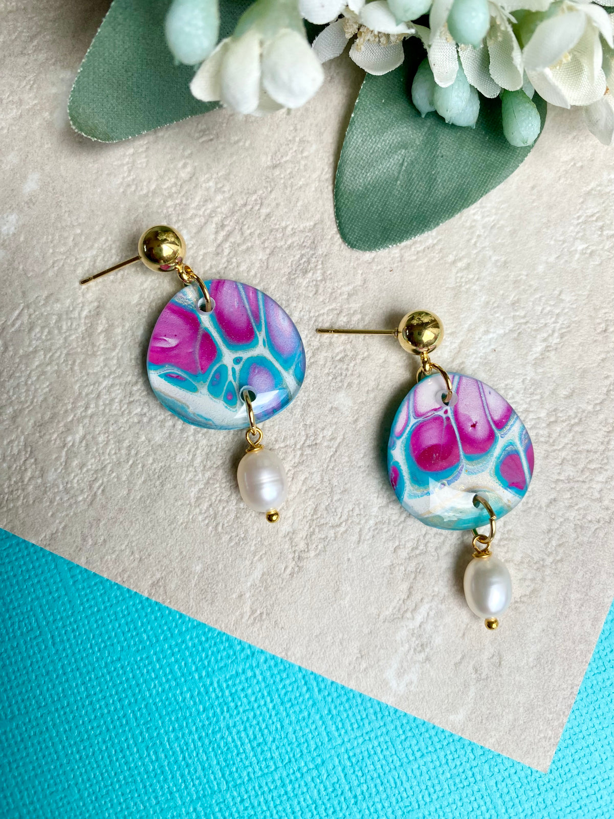 Artisan Freshwater Pearls and Original Art Earrings