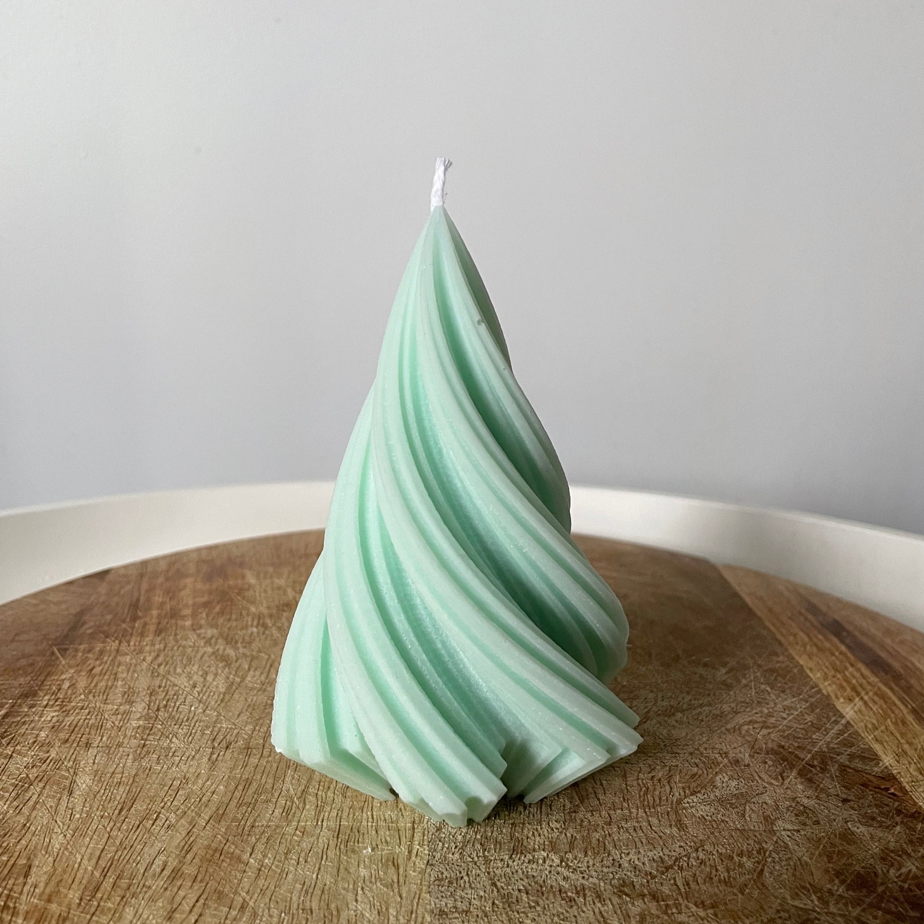 Swirl Christmas Tree Pillar Candle