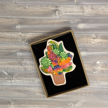 Flower Vase Brooch - Autumn Rainbow