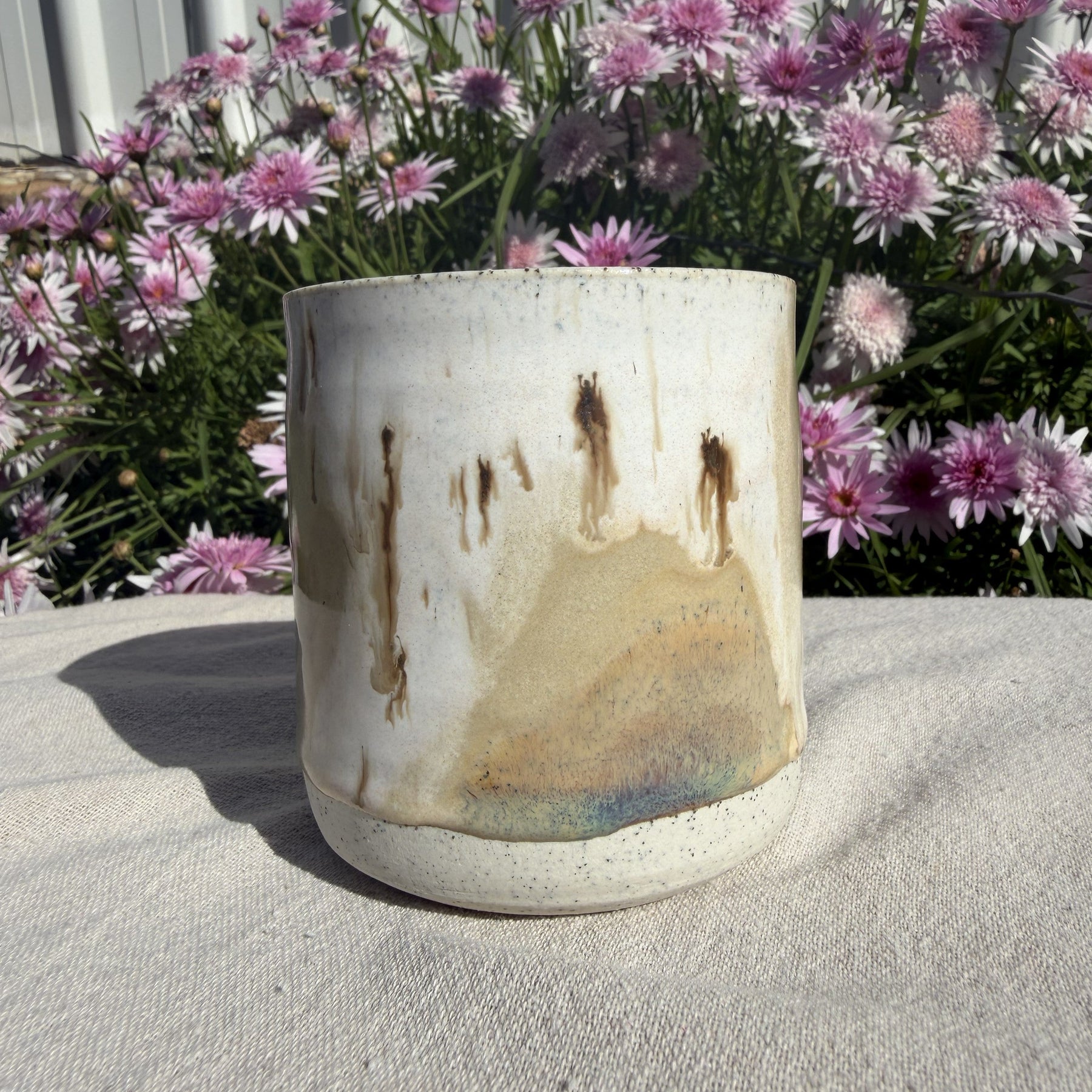 One-of-a-Kind Wheel Thrown Ceramic Cup – Organic Drip Glaze