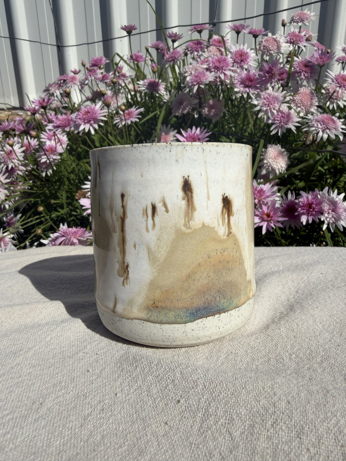 One-of-a-Kind Wheel Thrown Ceramic Cup – Organic Drip Glaze