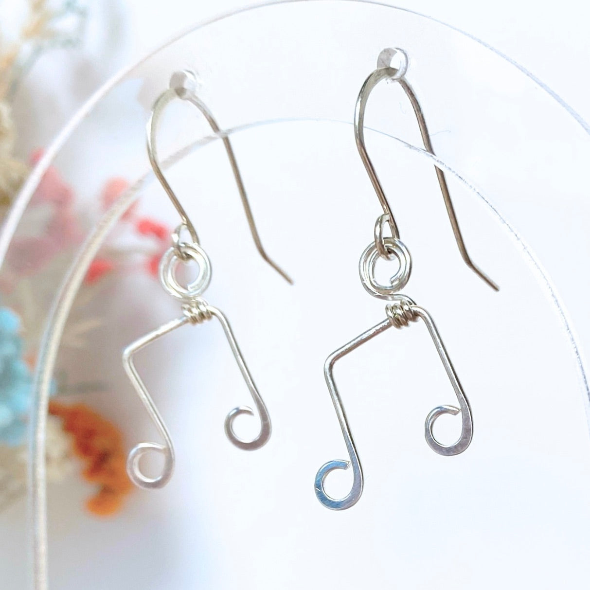 Double Quaver Music Note dangle earrings | Sterling Silver or Stainless Steel | Music lover gift