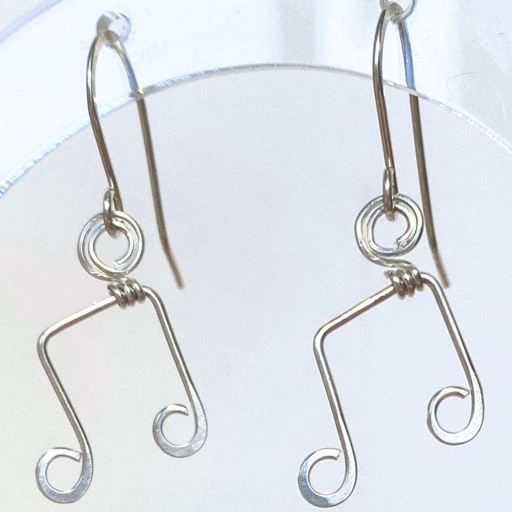 Music dangle earrings | Treble clef, Quaver, Double quaver | Sterling silver, Gold-filled, Stainless steel | Music lover gift