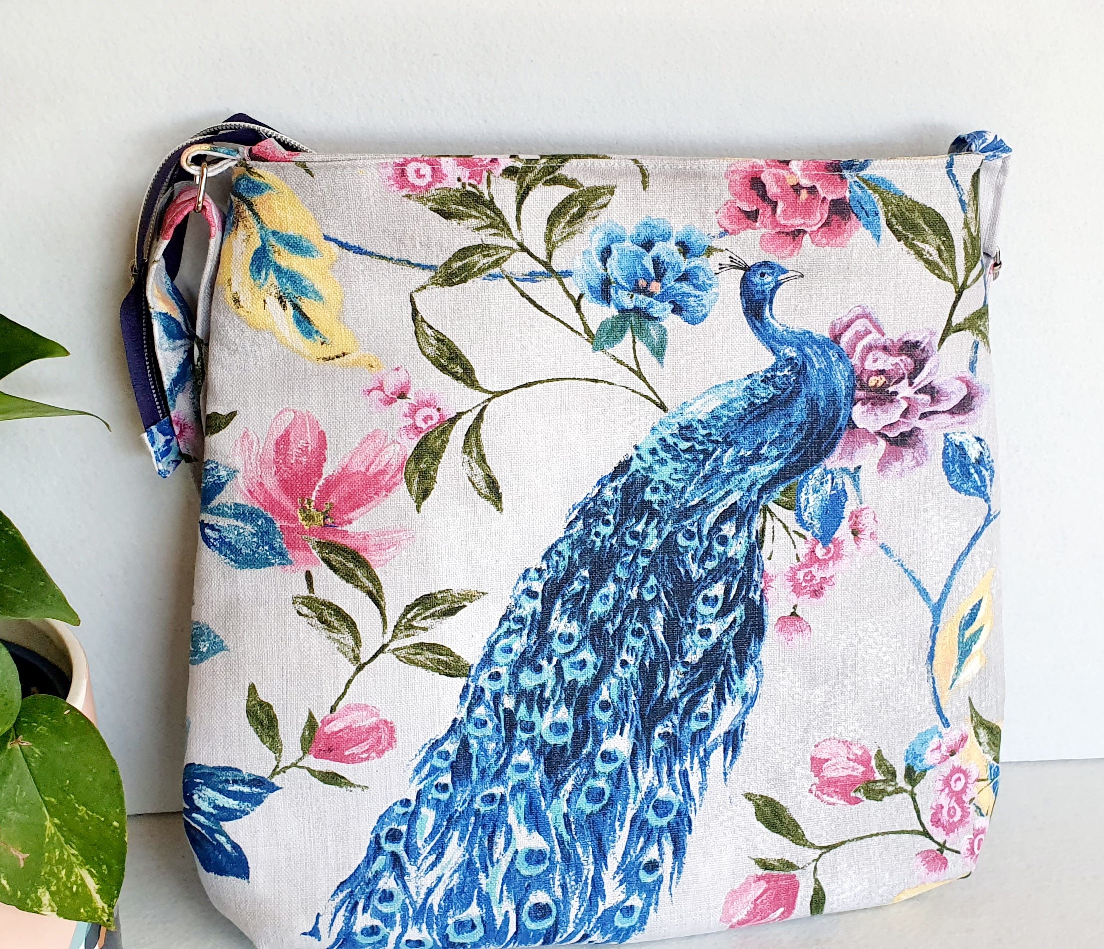 Handmade Peacock Bag /Shoulder or Cross body Bag with an adjustable strap
