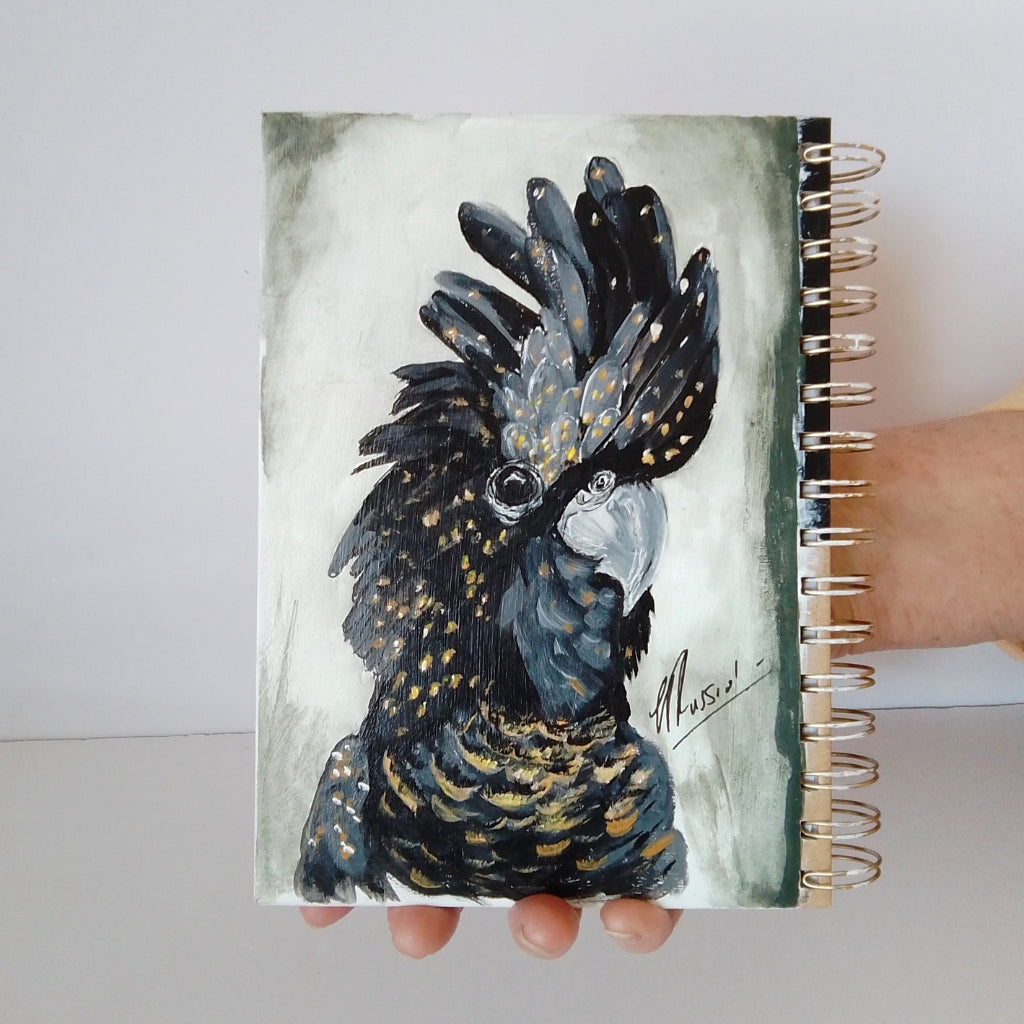 Black Cockatoo Handpainted Task Notebook/Journal A5