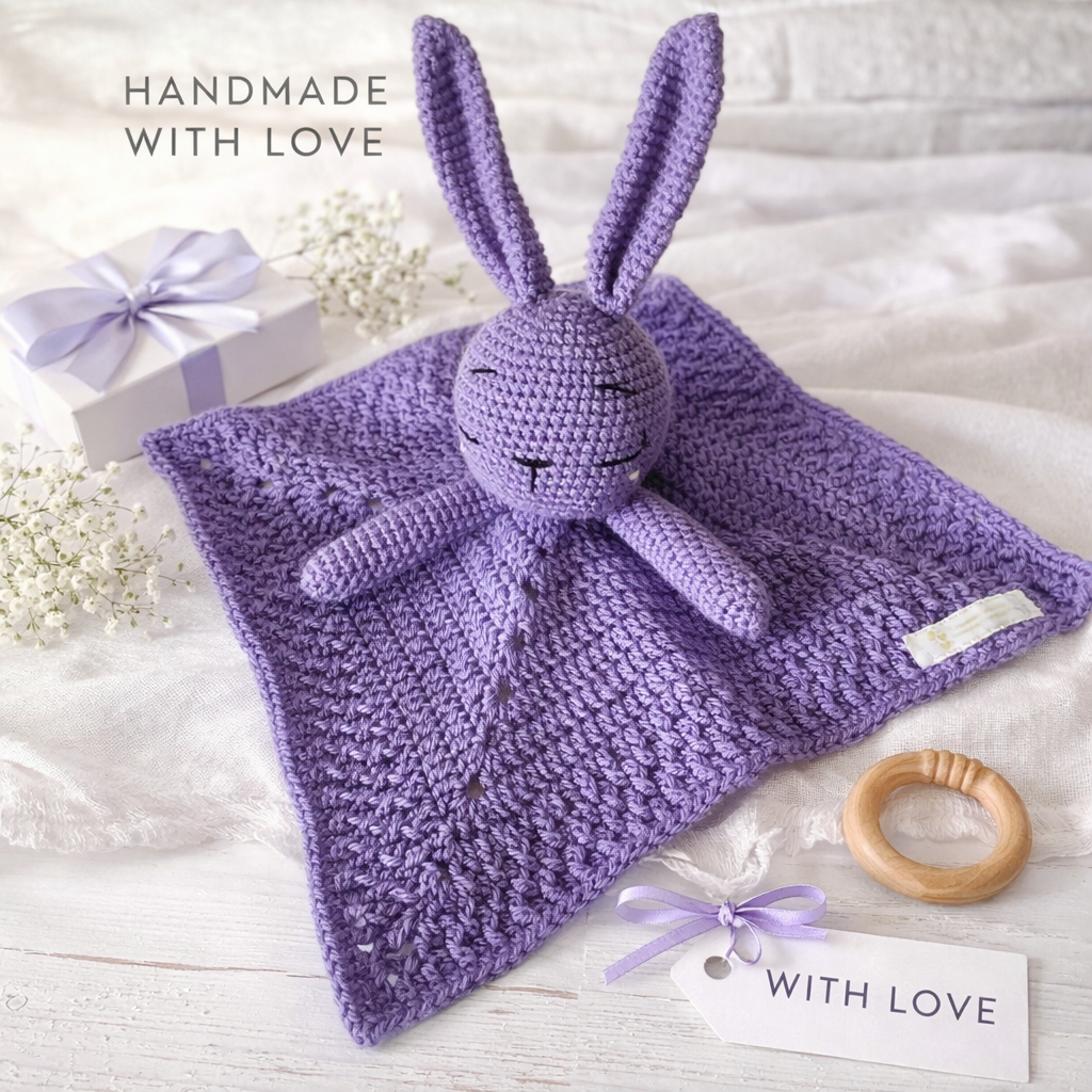 Handmade | Crochet | Bunny | Security Blanket | Comforter | Lovey