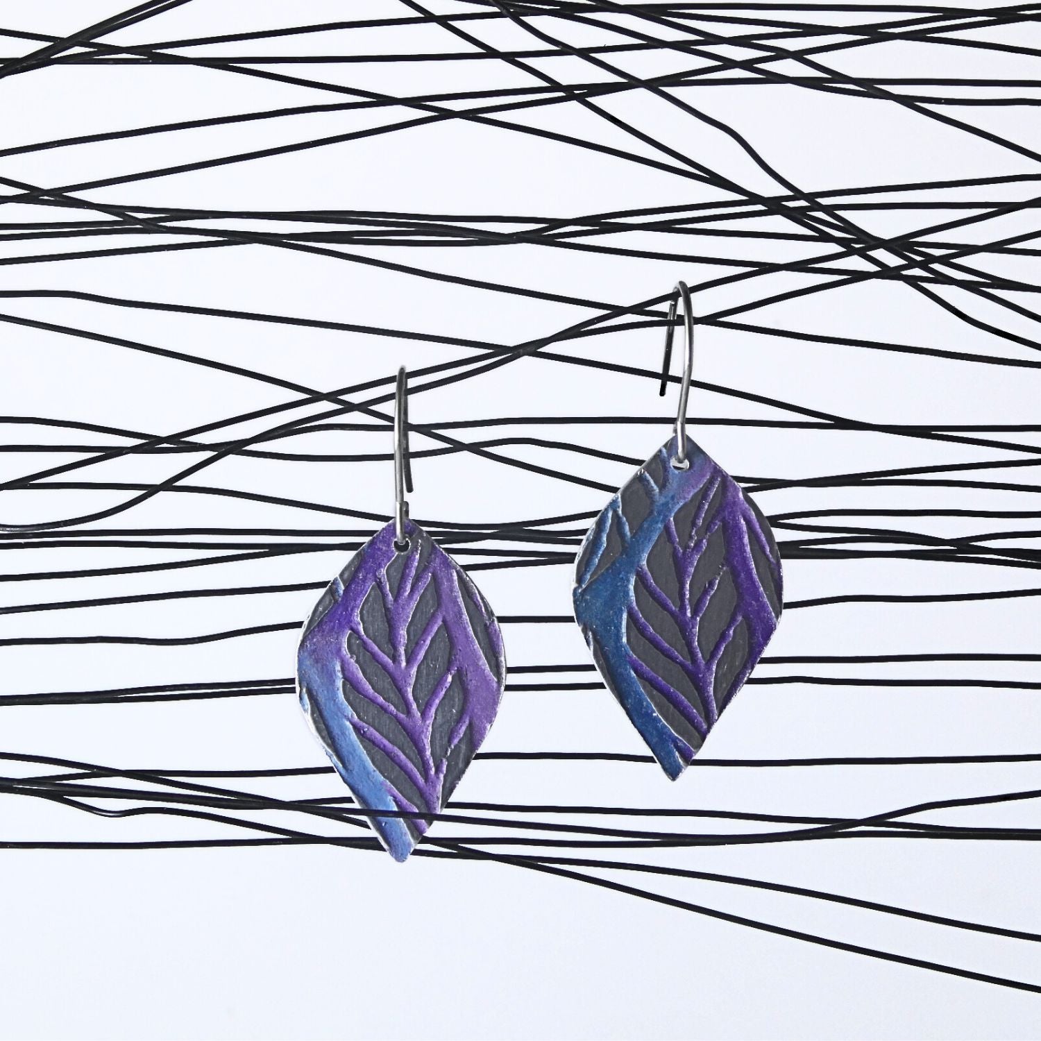 Etched and coloured aluminium earrings - Etched in Nature Collection - A240
