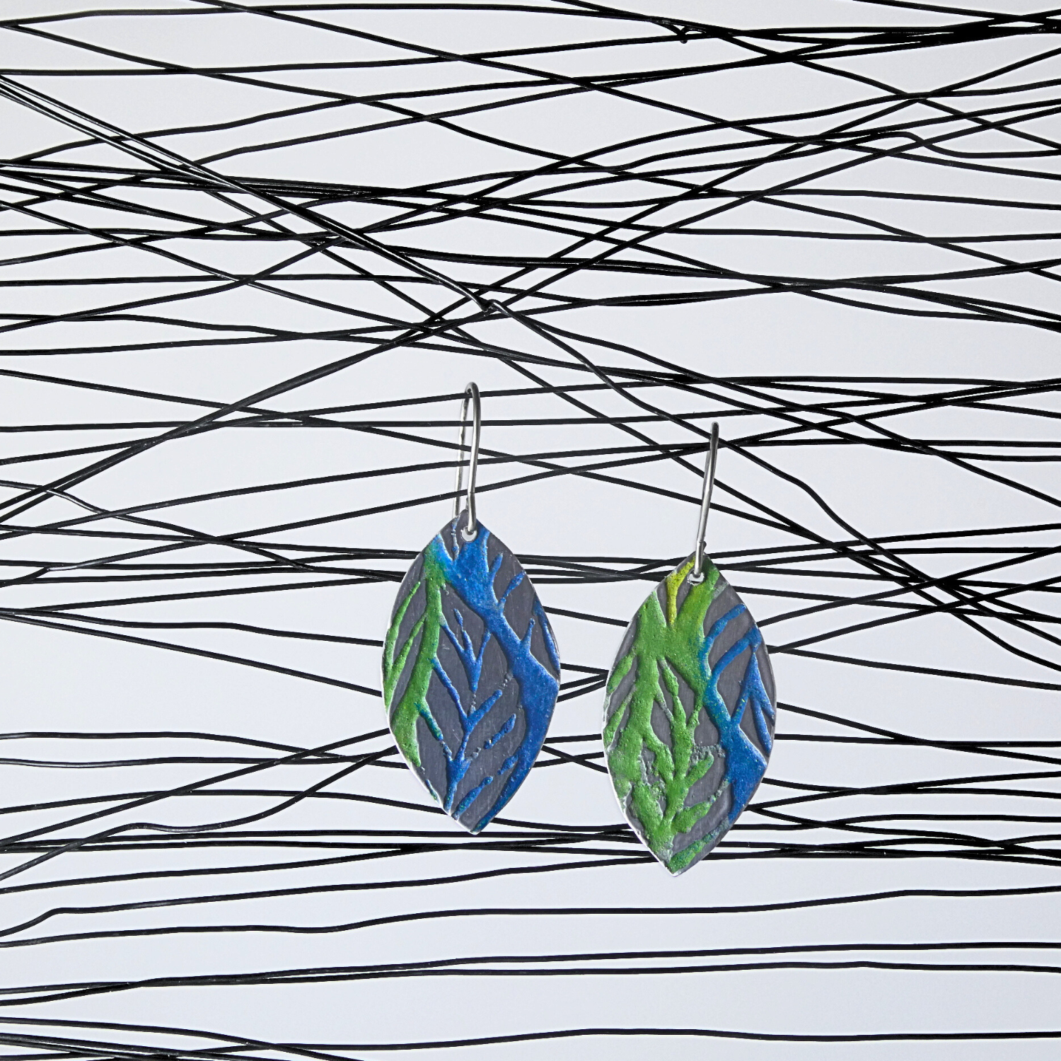 Etched and coloured aluminium earrings - Etched in Nature Collection - A240