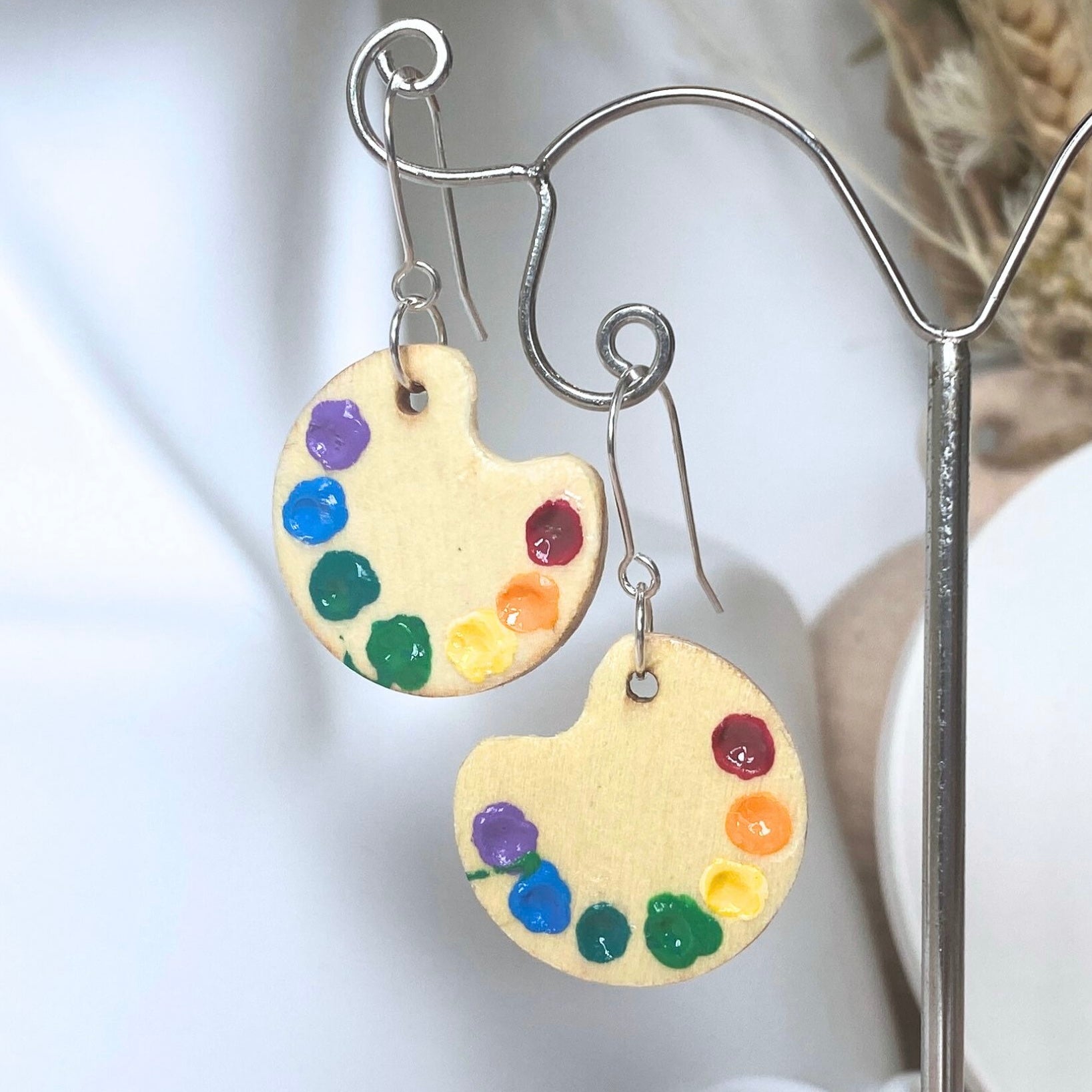 Miniature paint palette dangle earrings | For Artist, Arts & Crafts | Whimsical jewellery