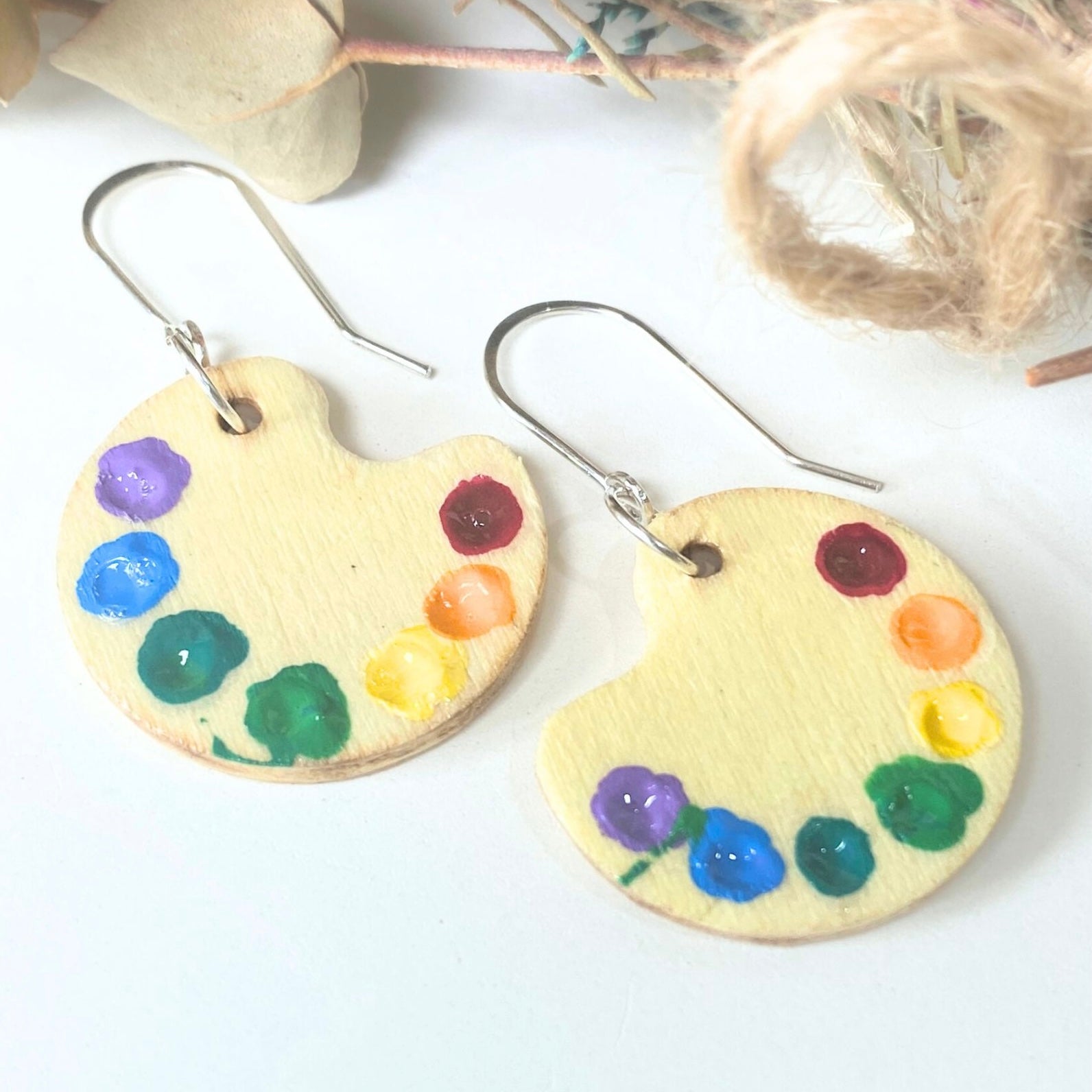 Miniature paint palette dangle earrings | For Artist, Arts & Crafts | Whimsical jewellery