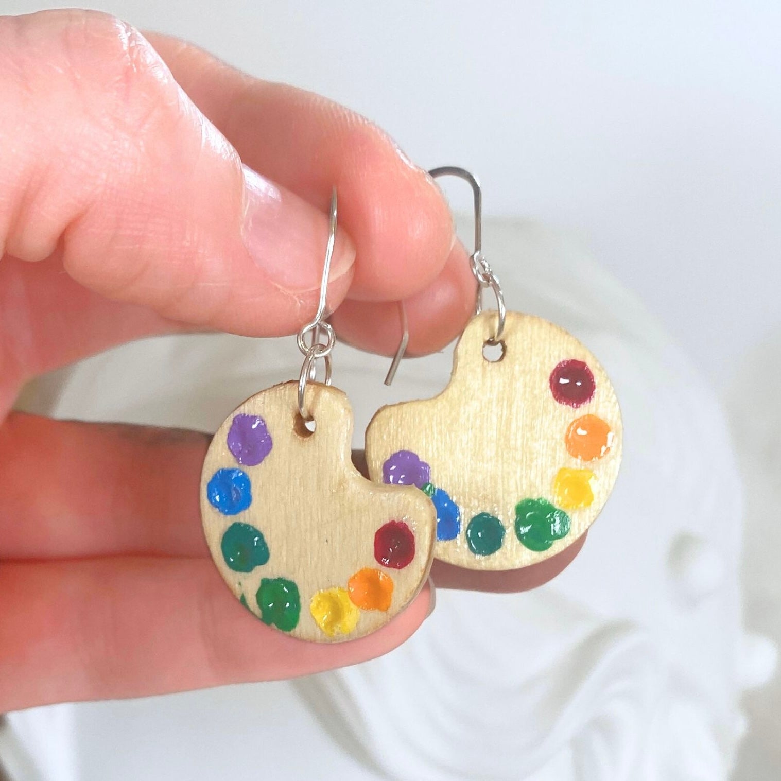 Miniature paint palette dangle earrings | For Artist, Arts & Crafts | Whimsical jewellery