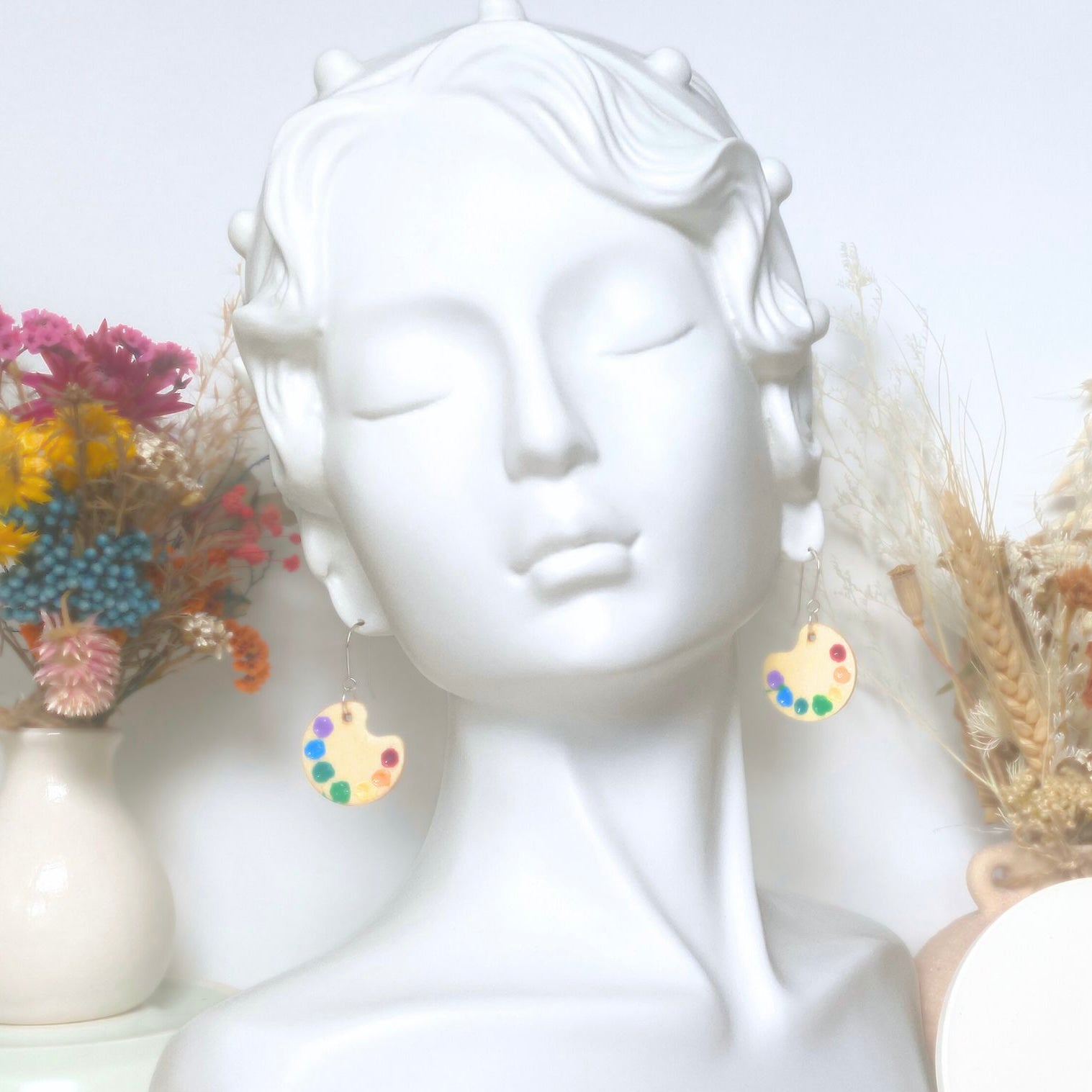 Miniature paint palette dangle earrings | For Artist, Arts & Crafts | Whimsical jewellery