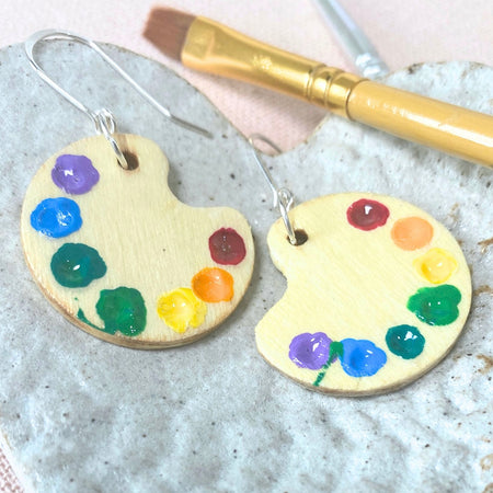 Miniature paint palette dangle earrings | For Artist, Arts & Crafts | Whimsical jewellery