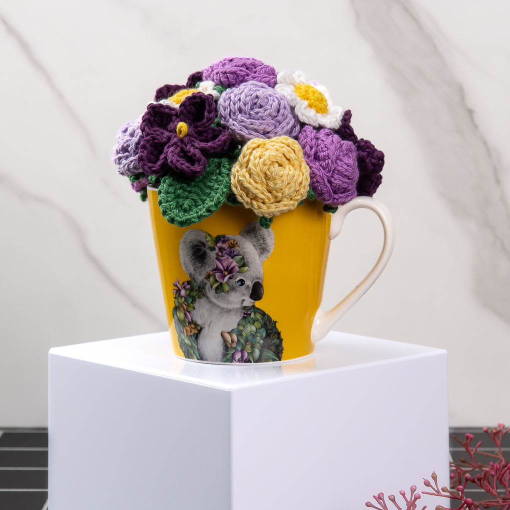 Crochet Flower Arrangement - Koala Mug - Forever Flowers