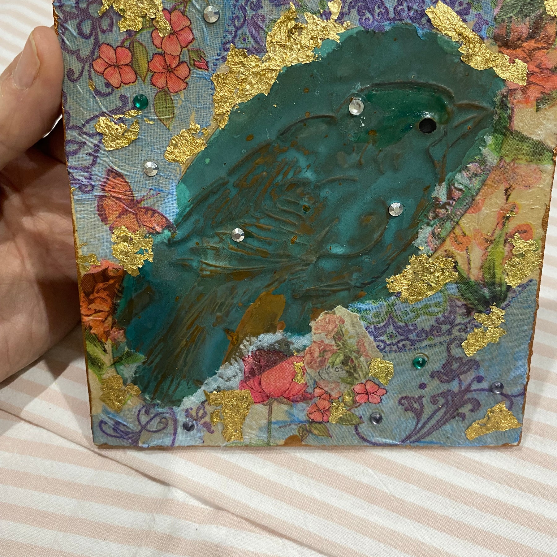 Shabby chic, rustic baby bird