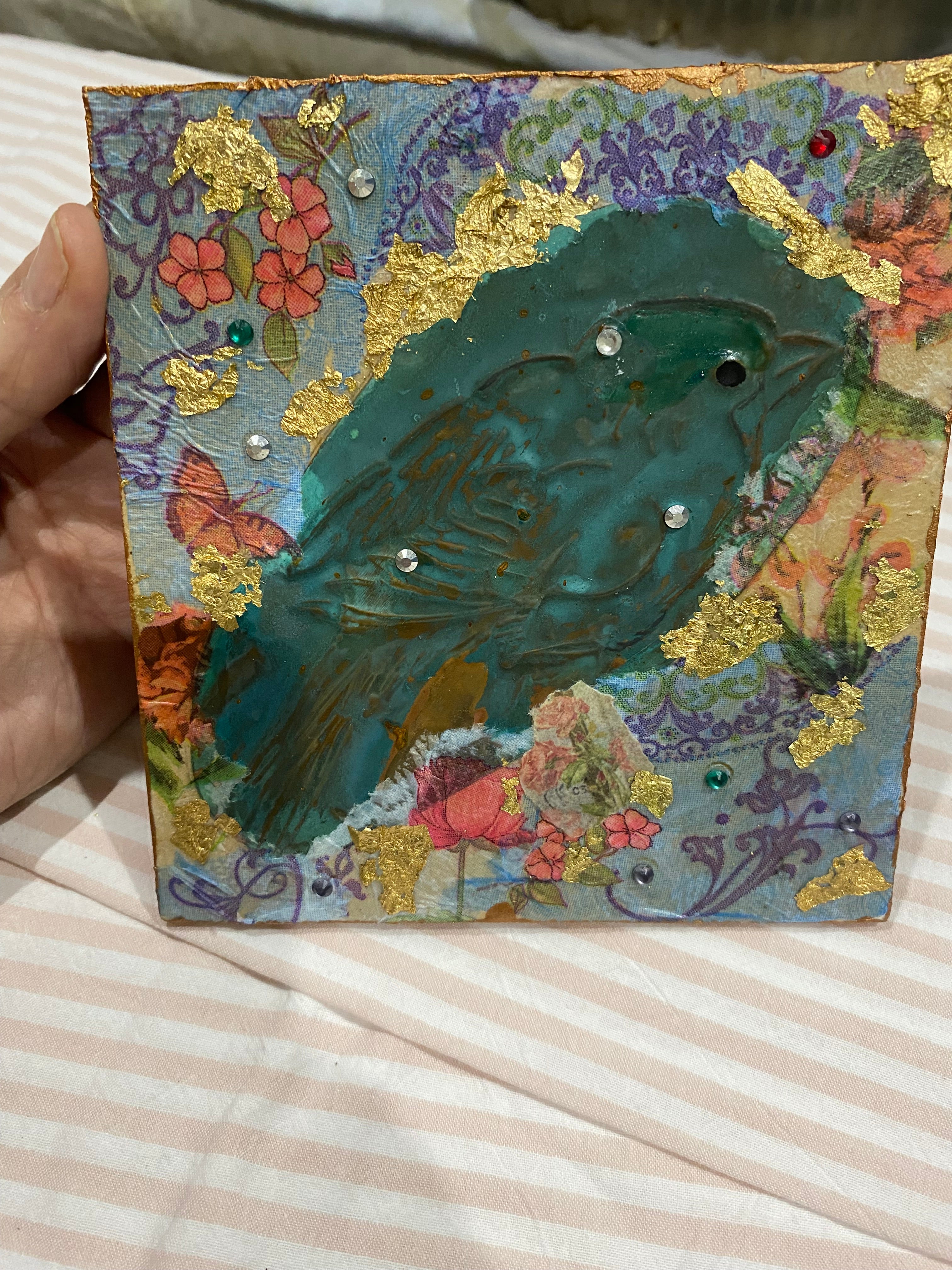 Shabby chic, rustic baby bird