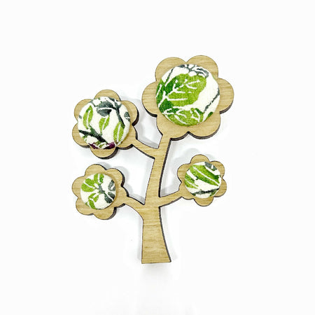 Kimono Tree Brooch - Green