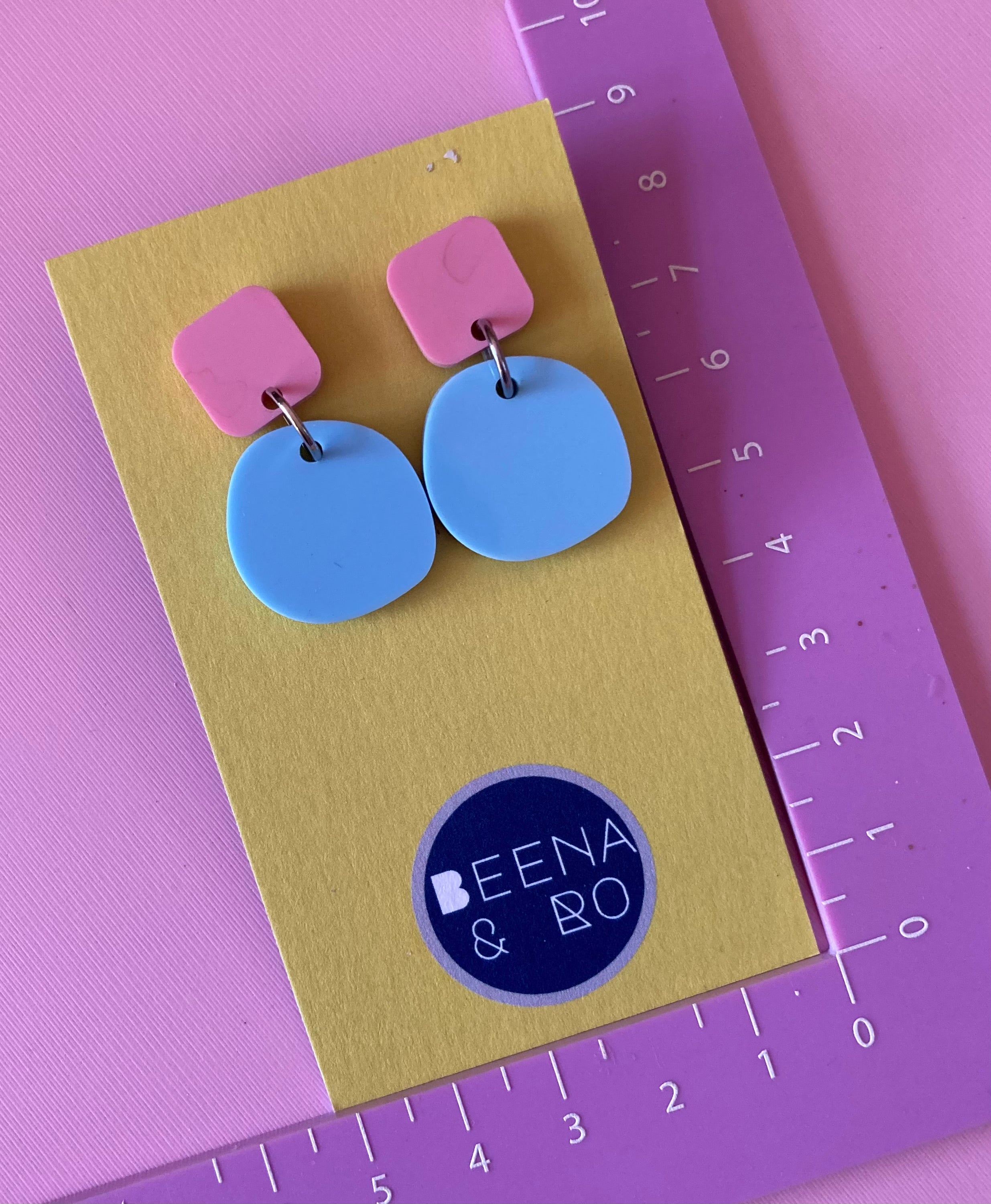 Baby pink / pastel blue earrings