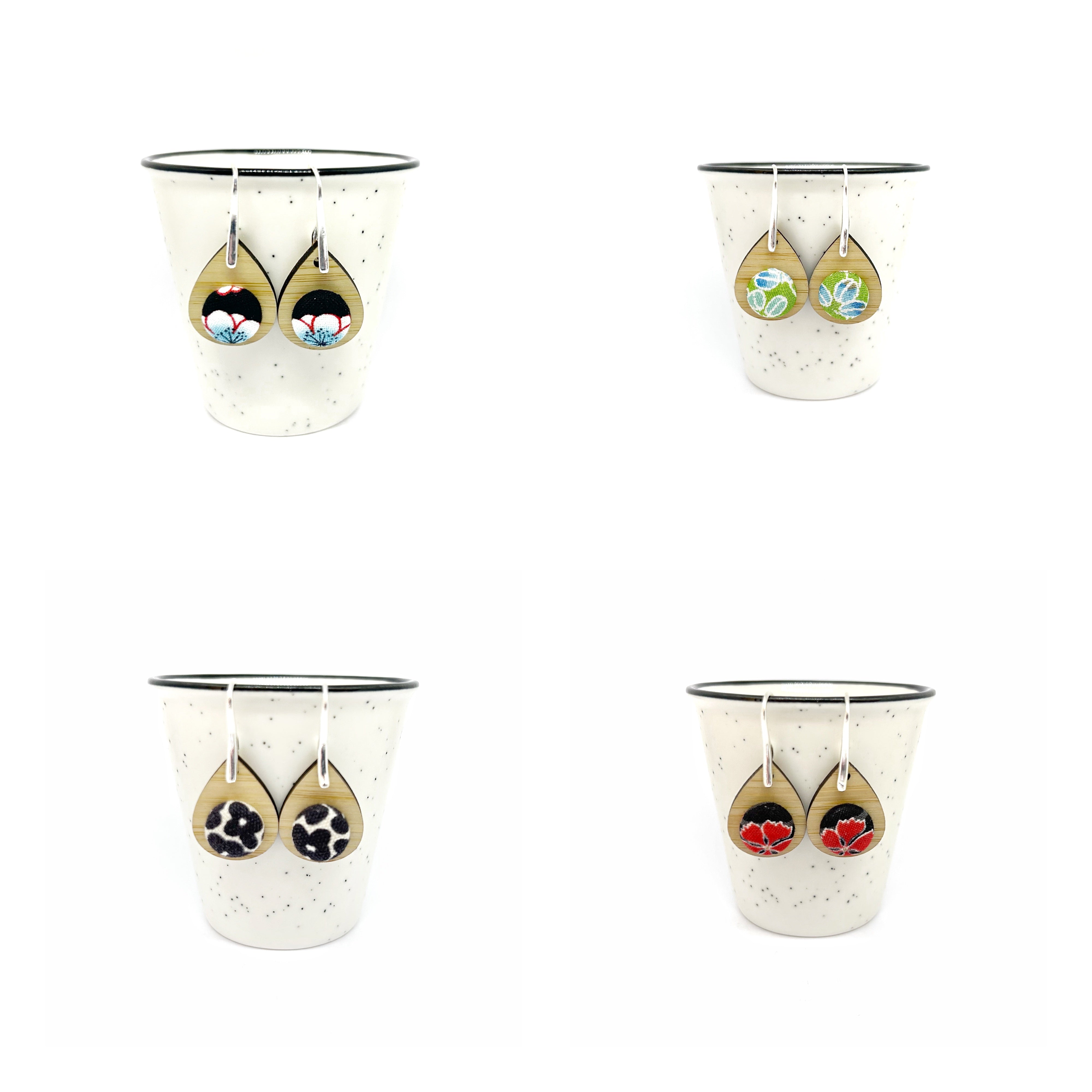 Kimono Tear Drop Bamboo Earrings