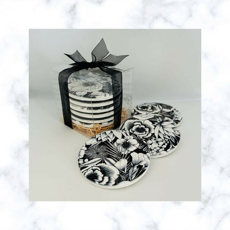 Black & White Ceramic Coasters (price per coaster)