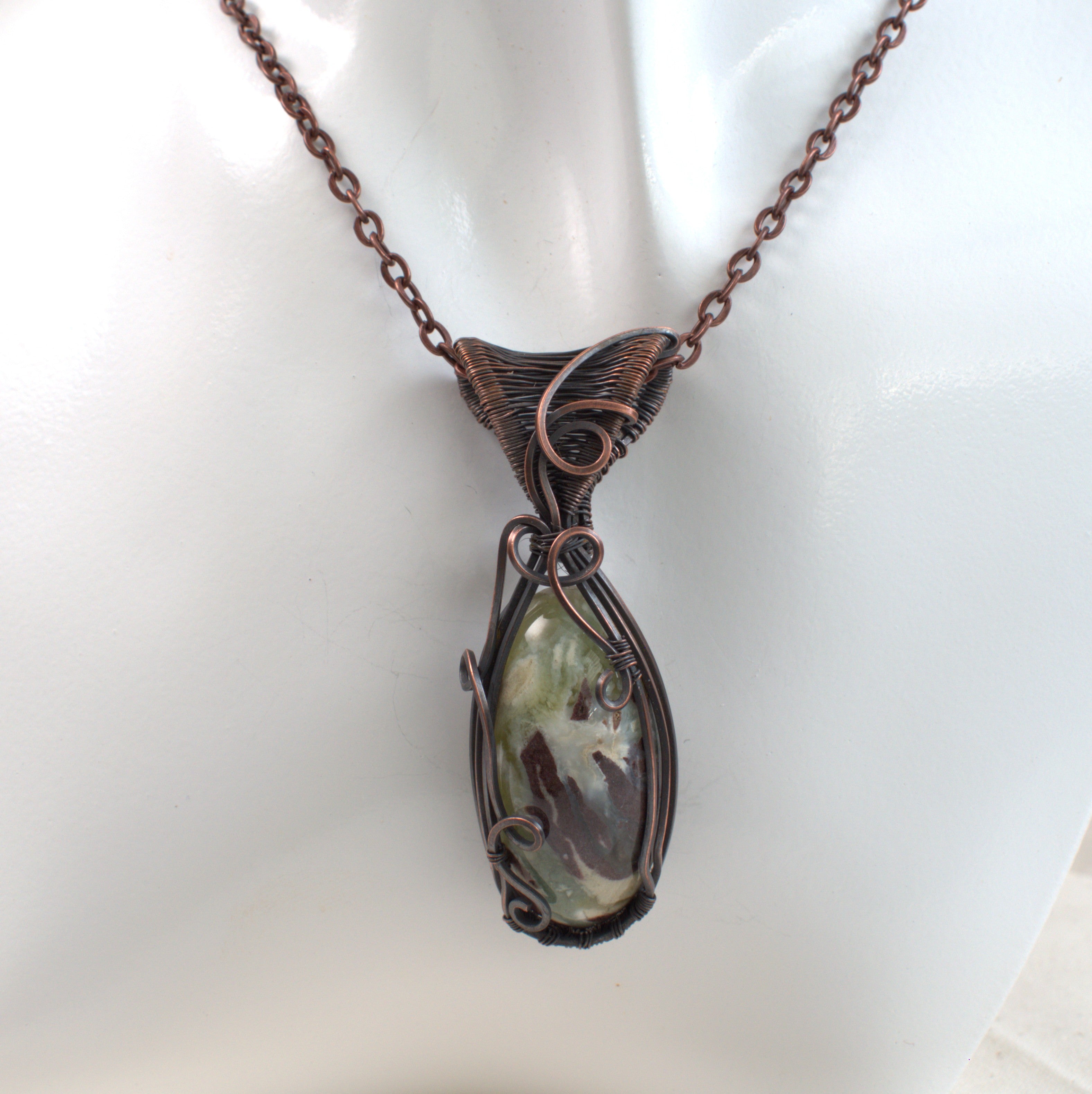 Hidden Gully - Australian Prehnite Copper Pendant