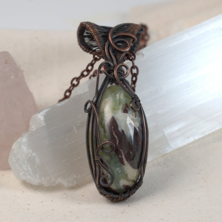Hidden Gully - Australian Prehnite Copper Pendant