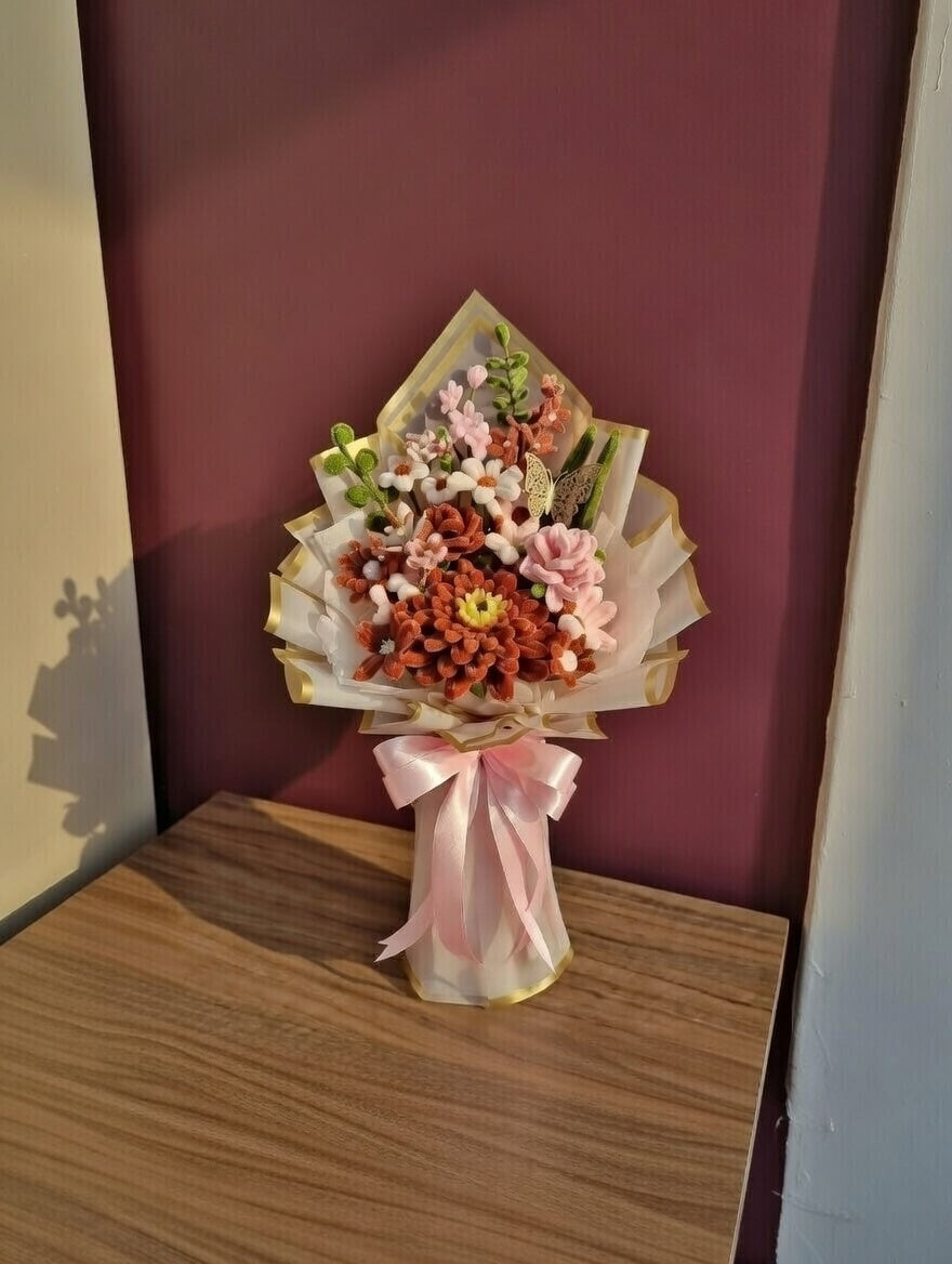 🌸 Blush & Ember Twisted Bloom Bouquet  – Everlasting Unique Birthday / Mother’s Day Gift