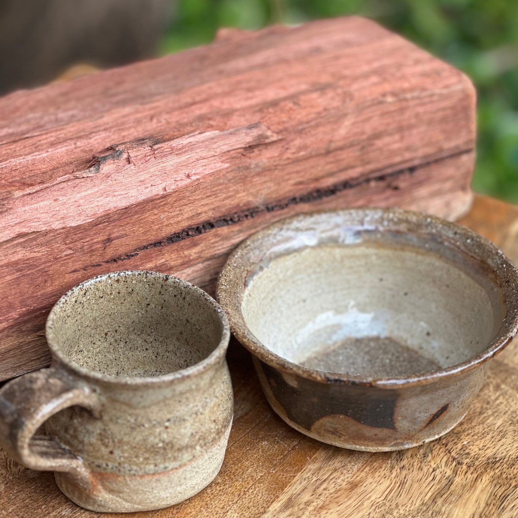 Jurassic Coast Handmade Ceramic Mug & Bowl Set | Rustic Australian Stoneware Breakfast Set