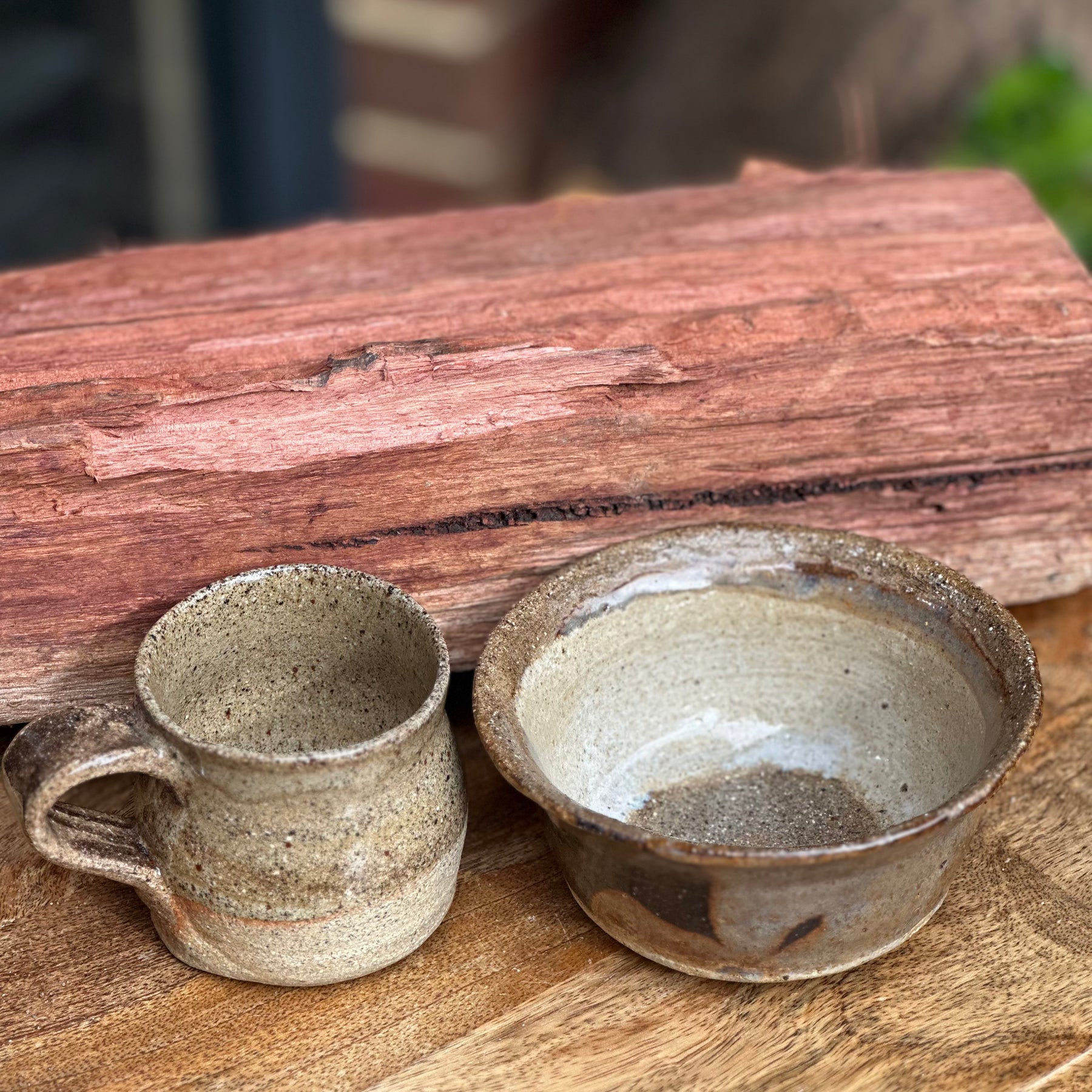 Jurassic Coast Handmade Ceramic Mug & Bowl Set | Rustic Australian Stoneware Breakfast Set