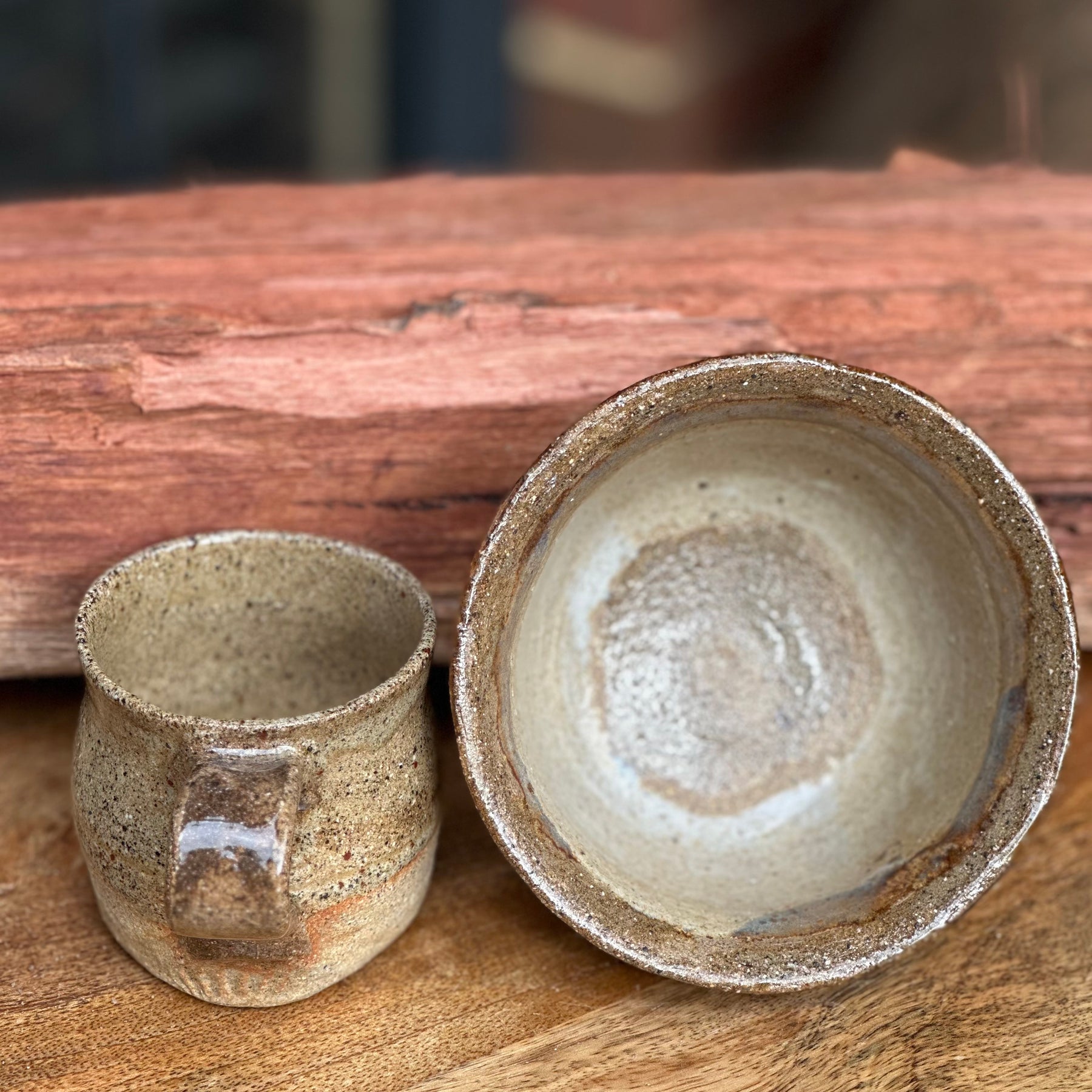 Jurassic Coast Handmade Ceramic Mug & Bowl Set | Rustic Australian Stoneware Breakfast Set