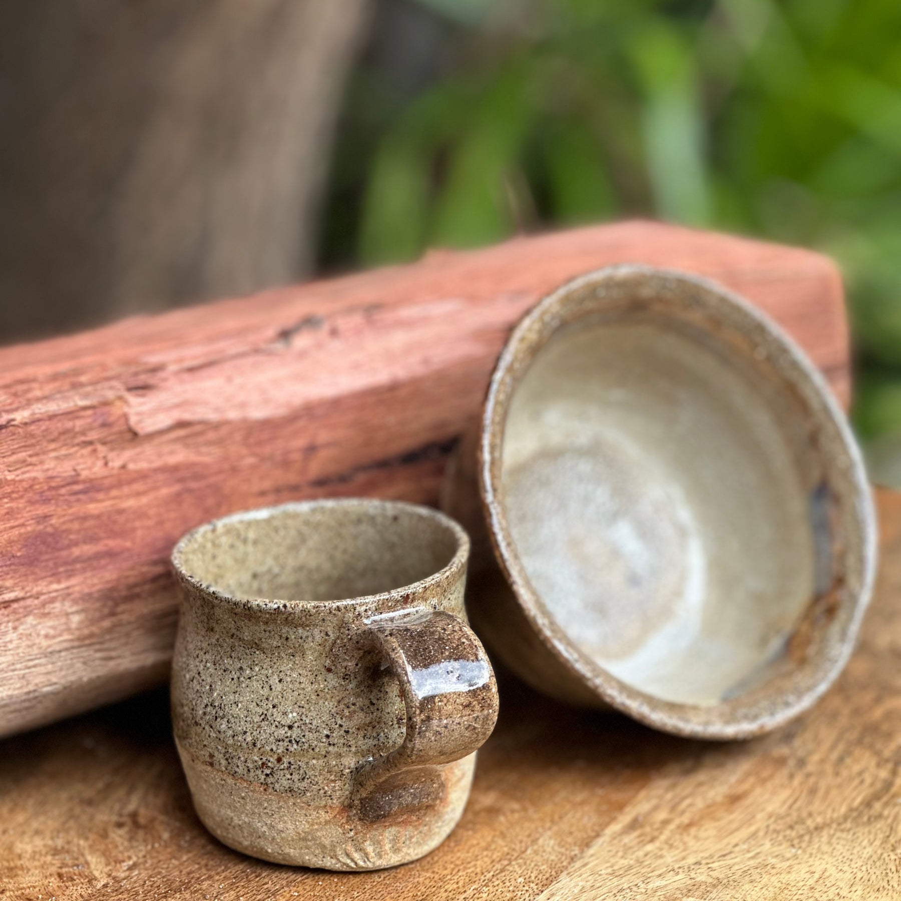 Jurassic Coast Handmade Ceramic Mug & Bowl Set | Rustic Australian Stoneware Breakfast Set